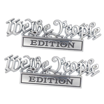 We The People 3D Fender Badge Decals Black/Red for Car Truck SUV 2 Pack