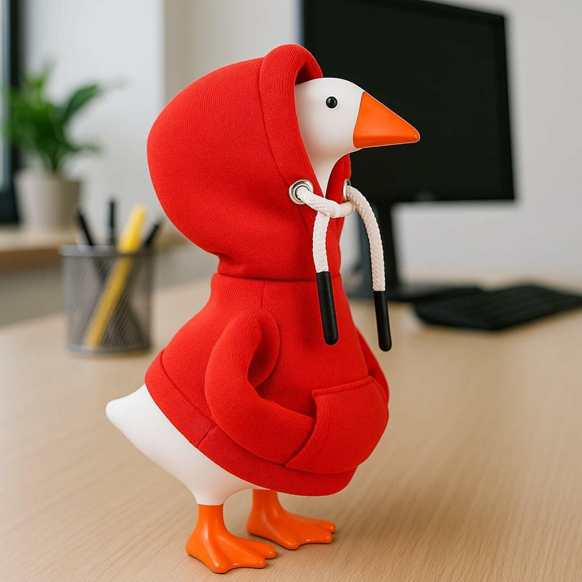 Generic Desk Goose Red Hoodie Mini Goose Costume Table Decor Accessory 7 Inch