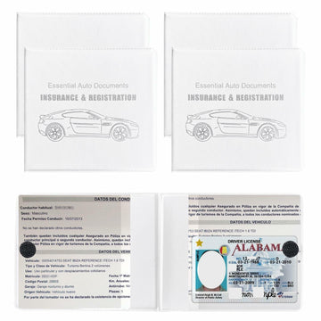 Yourkar 4PCS Car Registration Insurance Holder Organizer Magic Tape White Big