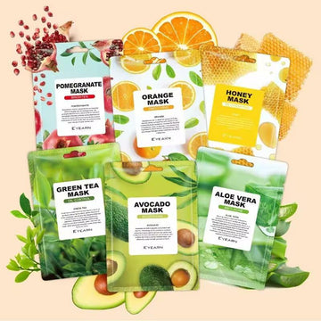 Generic Herbal Face Sheet Masks Aloe Vera Vitamin C Glycerin 1 Count Pack of 5