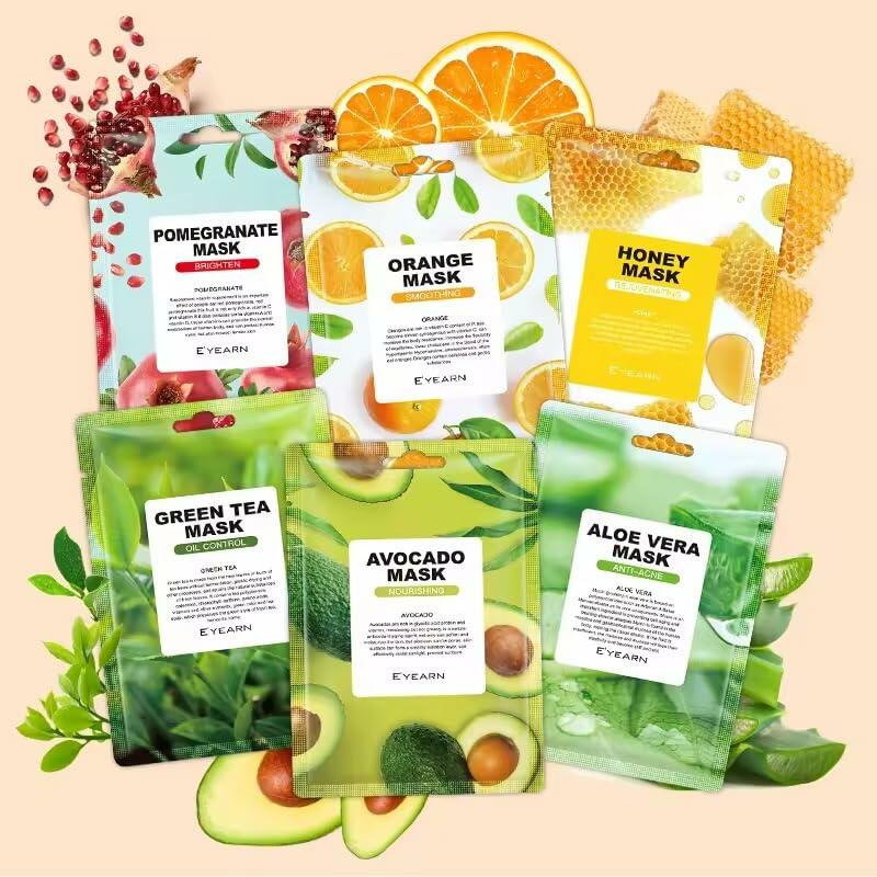 Generic Herbal Face Sheet Masks Aloe Vera Vitamin C Glycerin 1 Count Pack of 5