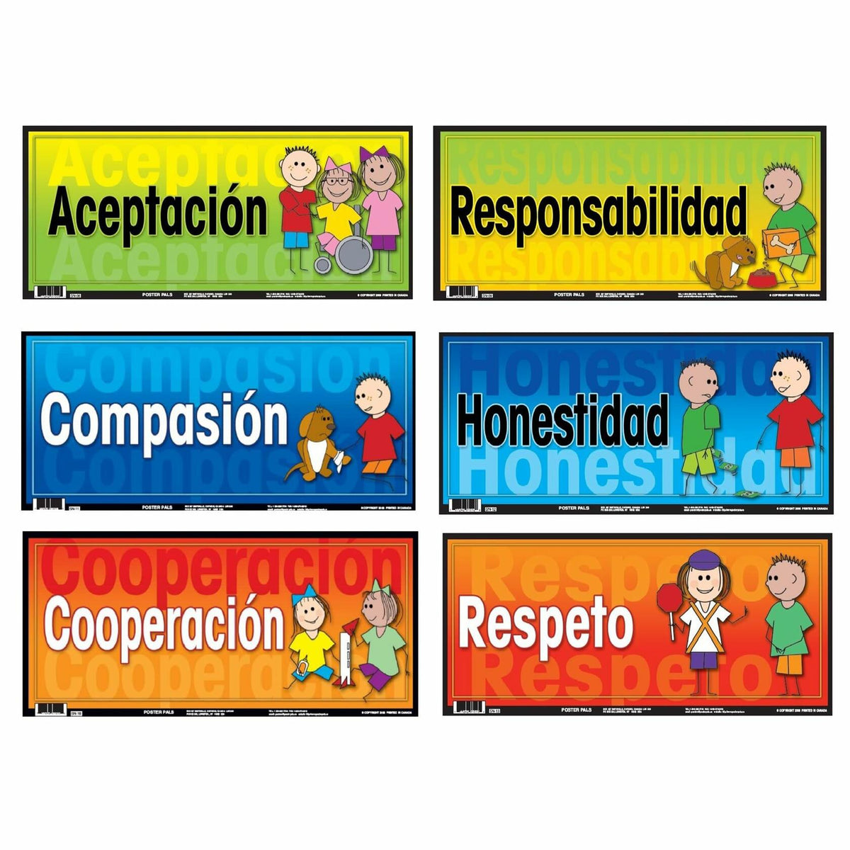Poster Pals Spanish Educational Language Teaching Posters 6-Set Multicolor