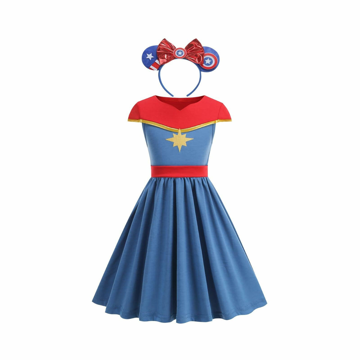 JUIULU Girls Princess Dress Costume Set Blue Size 120 (4-5T)
