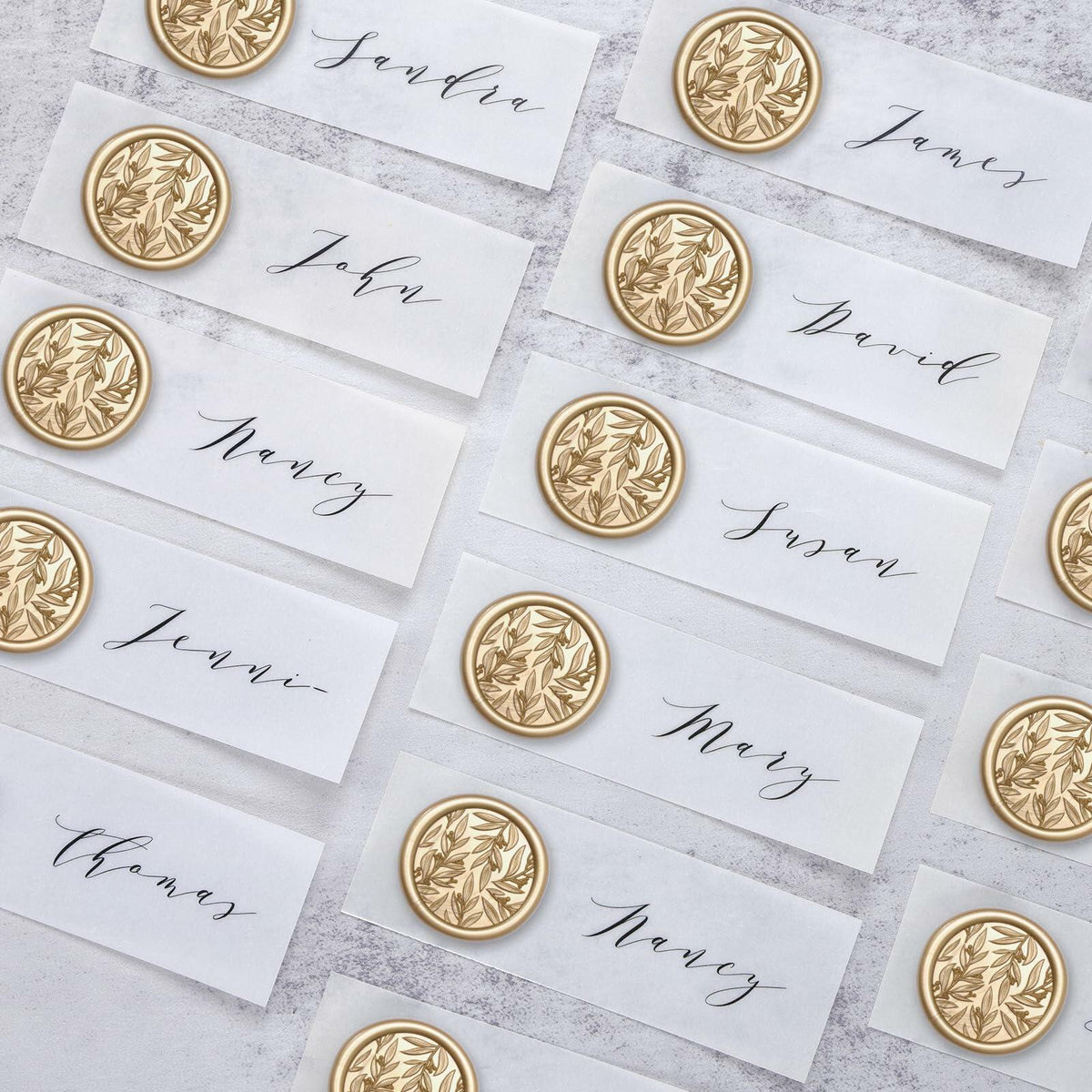 UNIQOOO 3D Leaf Wax Seal Stickers Prosecco Metallic Light Gold 50 Pcs