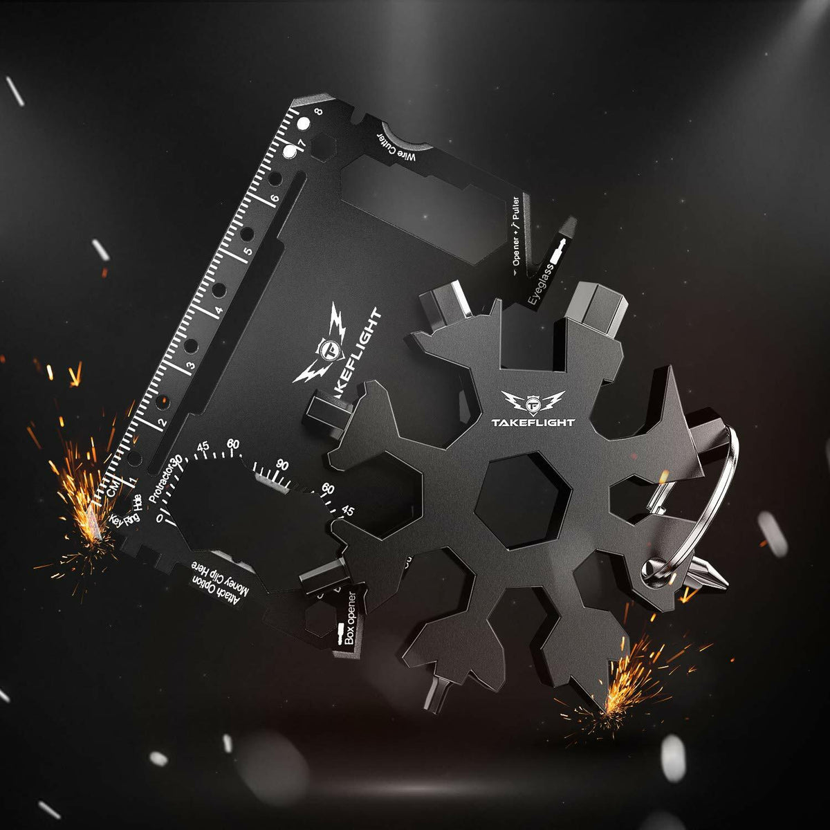 TF TAKEFLIGHT Tactical EDC Credit Card Multitool Set Black Screwdriver