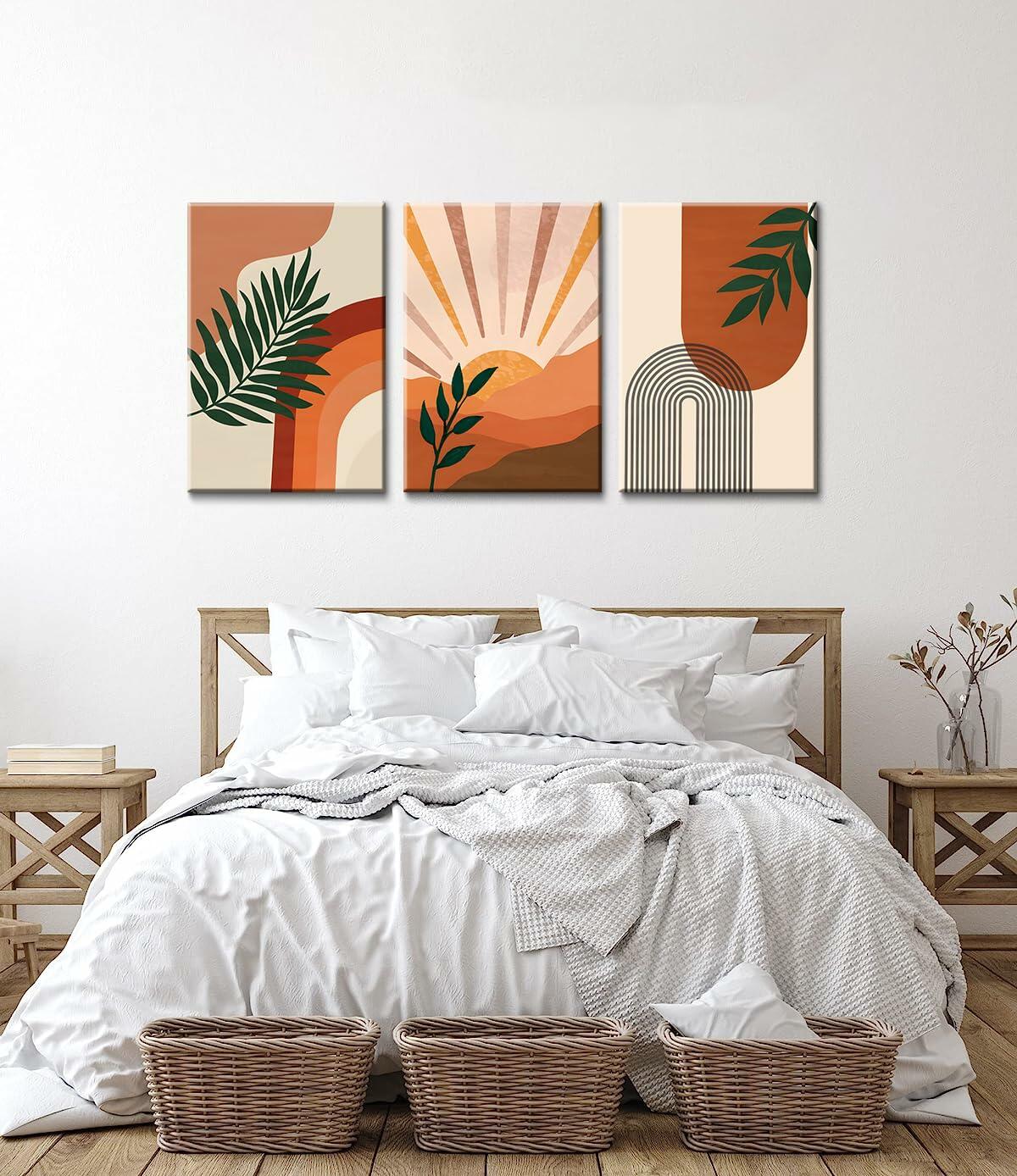 FEOWE 3Pcs Floral Botanical Canvas Wall Art Multicolor 12x16in Set