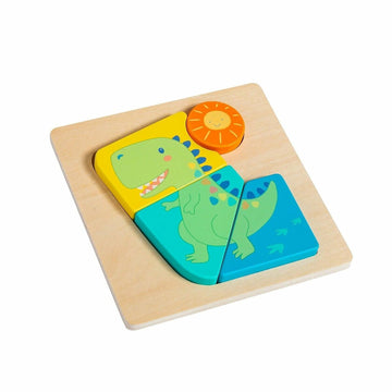 Mary Meyer LittleWood Wooden Dinosaur Puzzle 5.5x5.5 Inches Toddler Toy