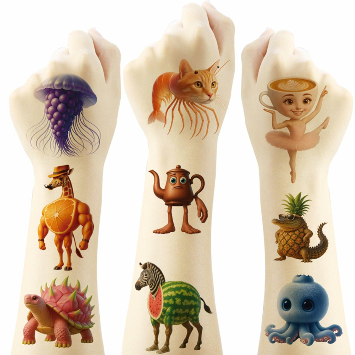 RUBANG 20pcs Temporary Tattoos Kids Birthday Party Favors Multicolor Stickers