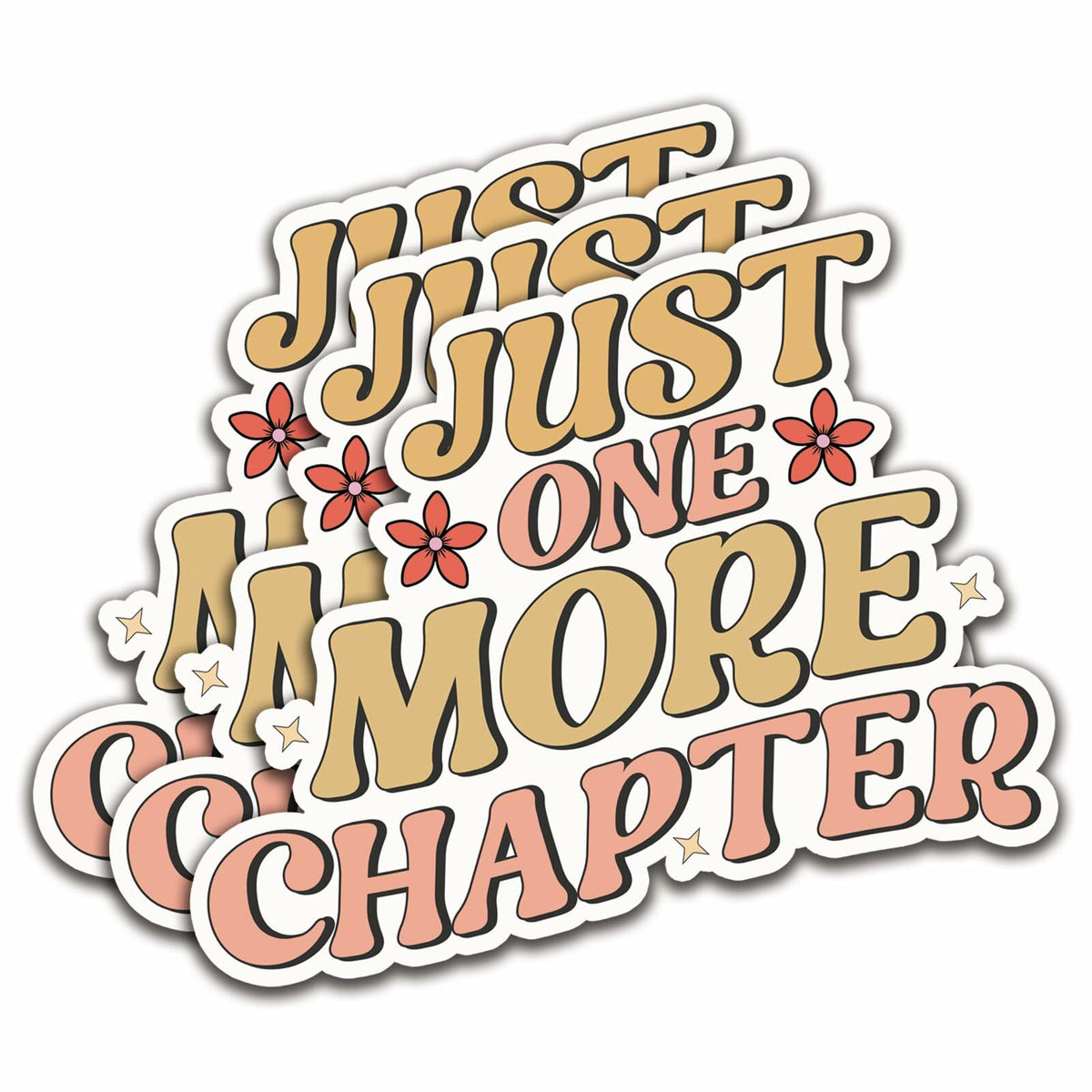 NAAFARI Just One More Chapter Waterproof Vinyl Stickers 3x2.8in 5pcs Multi Color