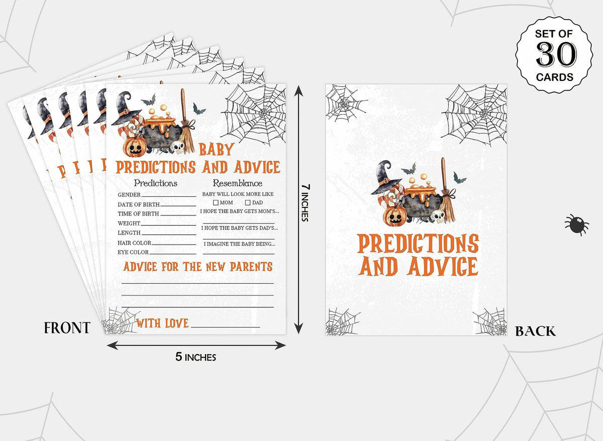 Tuyashua Halloween Baby Shower Prediction Advice Cards Set of 30 Orange Black