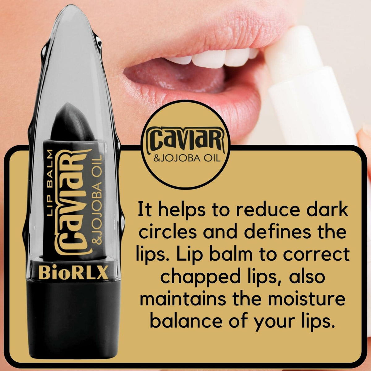 BioRLX Caviar & Jojoba Oil Lip Balm Color-Free 0.12oz Pack of 1