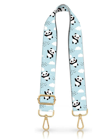 DANHRO Wide Adjustable Purse Crossbody Shoulder Strap Blue Pandas Rainbow Size L