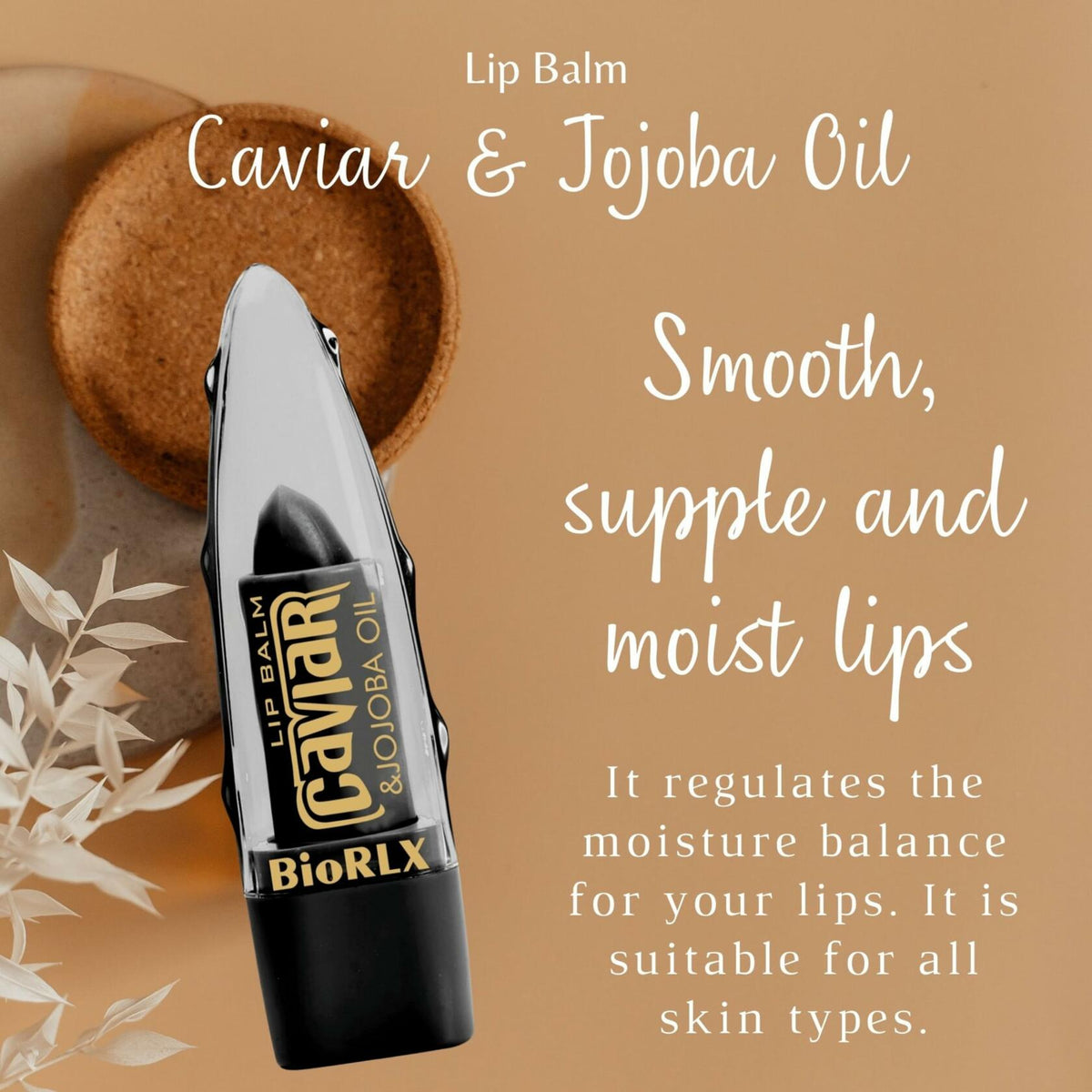 BioRLX Caviar & Jojoba Oil Lip Balm Color-Free 0.12oz Pack of 1