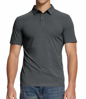 BAMBOO COOL Men's Slim Fit Moisture Wicking Polo Shirt Grey Size L