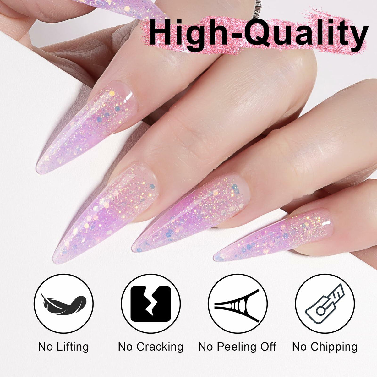 NXJ INFILILA Purple Glitter Poly Nail Gel Builder Glossy Thickening P12 15ML