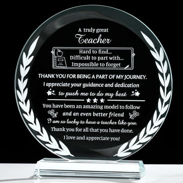 Movdyka Teacher Appreciation Crystal Plaque Decor Clear Circle