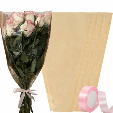 YosiMing Kraft Flower Wrapping Bags 50Pcs 22x14 Inches Brown Floral