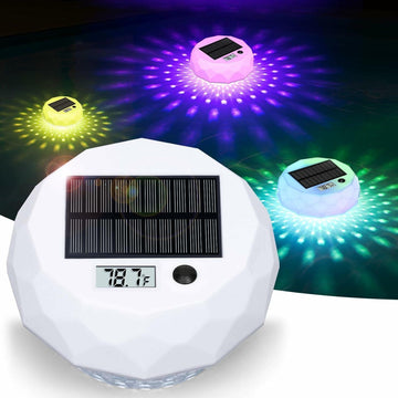 Glarepo Digital Pool Thermometer Floating Large LCD Solar Powered Colorful 1in