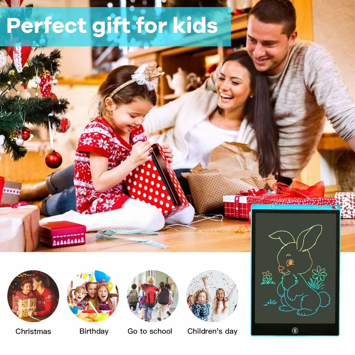 pbeknco 2 Pack 12 Inch LCD Writing Tablet Colorful Doodle Board Educational