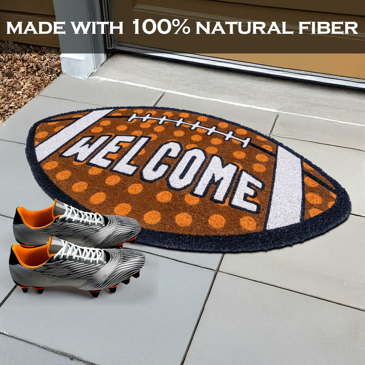 MAINEVENT Fall Football Door Mat 30x17 Inch Outdoor Coir Welcome Rug