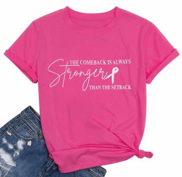 FYAPHION Breast Cancer Awareness Shirt Pink Ribbon Support Tee 08 Pink Size S