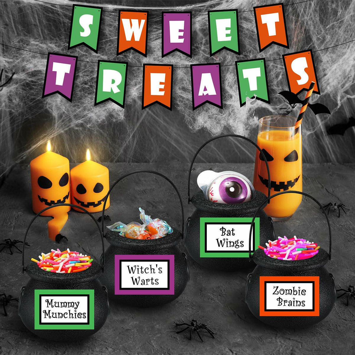 Meanplan Halloween Witch Party Favors Black Mini Cauldrons 2.8" 12pcs