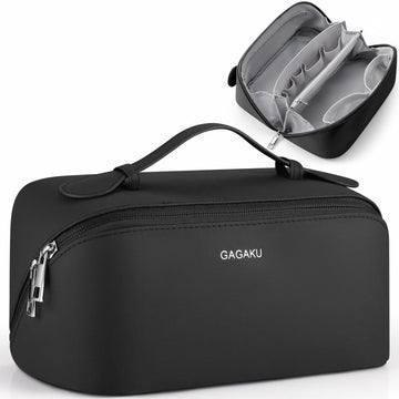 GAGAKU Large Travel Makeup Bag Waterproof Cosmetic Organizer Black