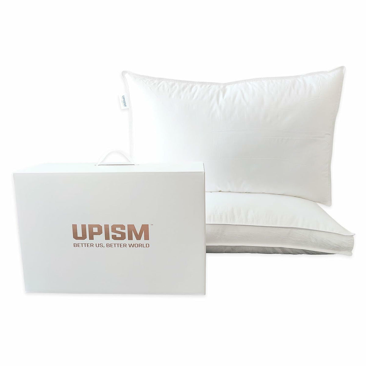UPISM Premium Bed Pillows Queen Size Set of 2 Down Alternative White