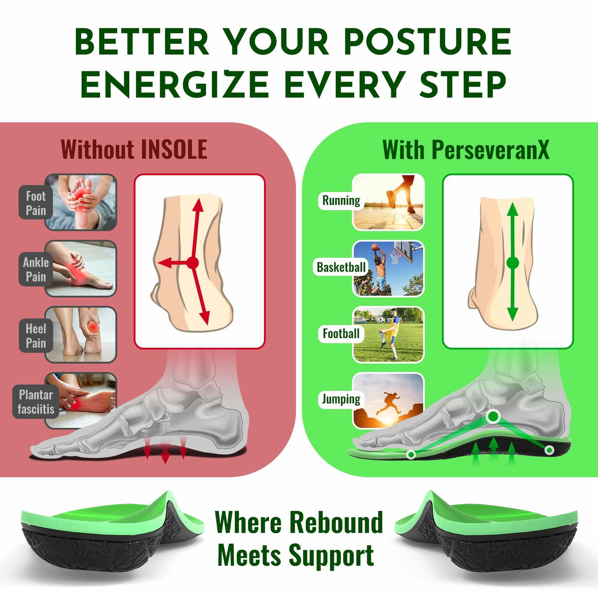 Perseveranx NASA Running Insoles XL Shock Absorption LIKE NEW Open Box