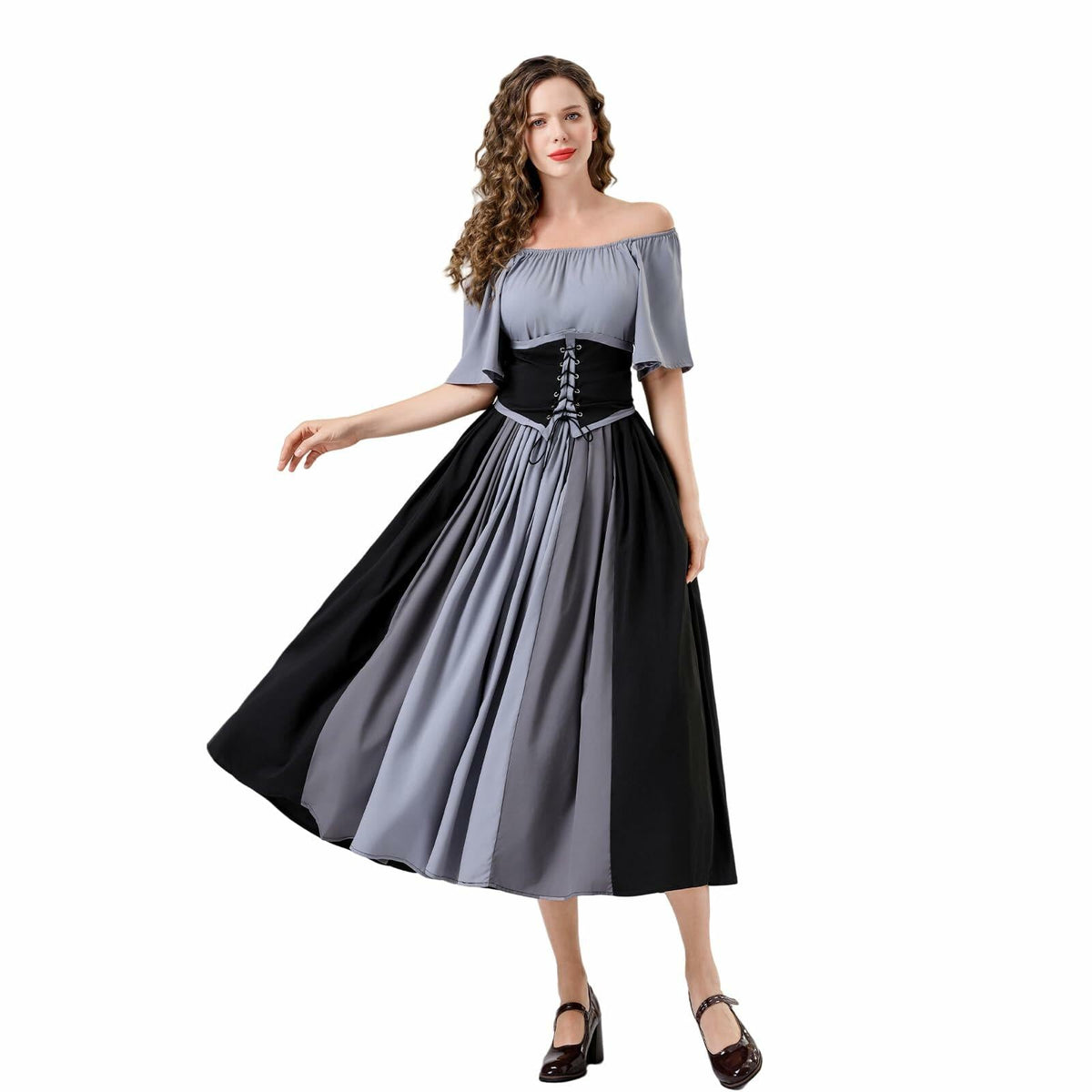 YTWS Renaissance Viking Costume for Women Medieval Outfit Mix Colors L/XL