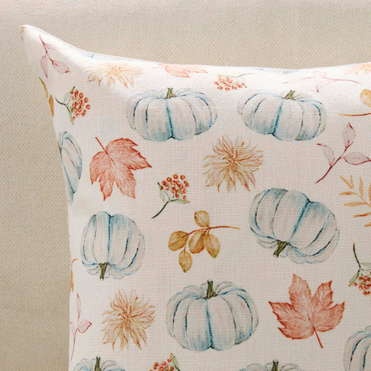 Meekio 4-Pack Fall Pillow Covers 18x18 Blue Pumpkin Truck Linen Decor