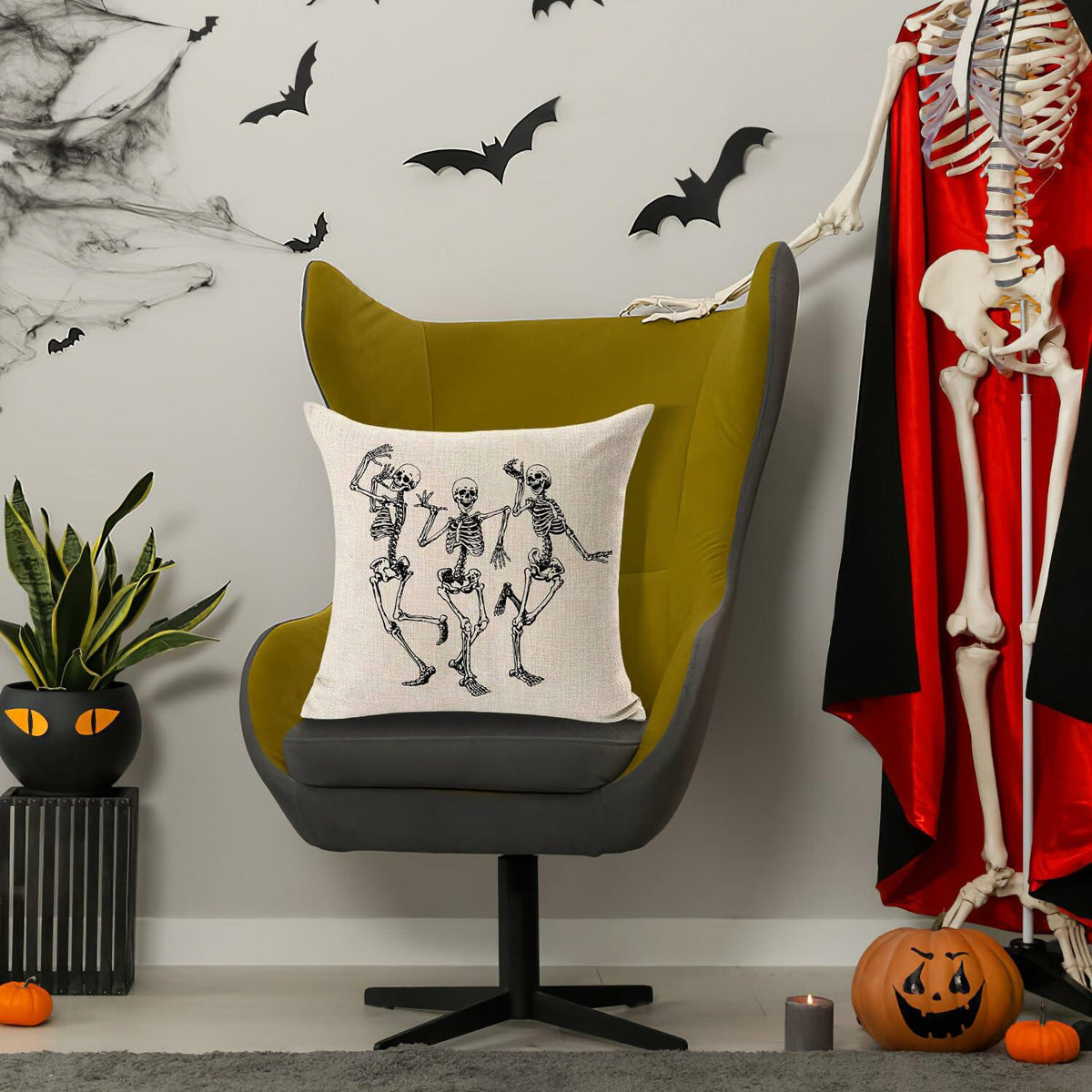 MFGNEH Halloween Ghost Pillow Cover 18x18 inch Rustic Cartoon Polyester