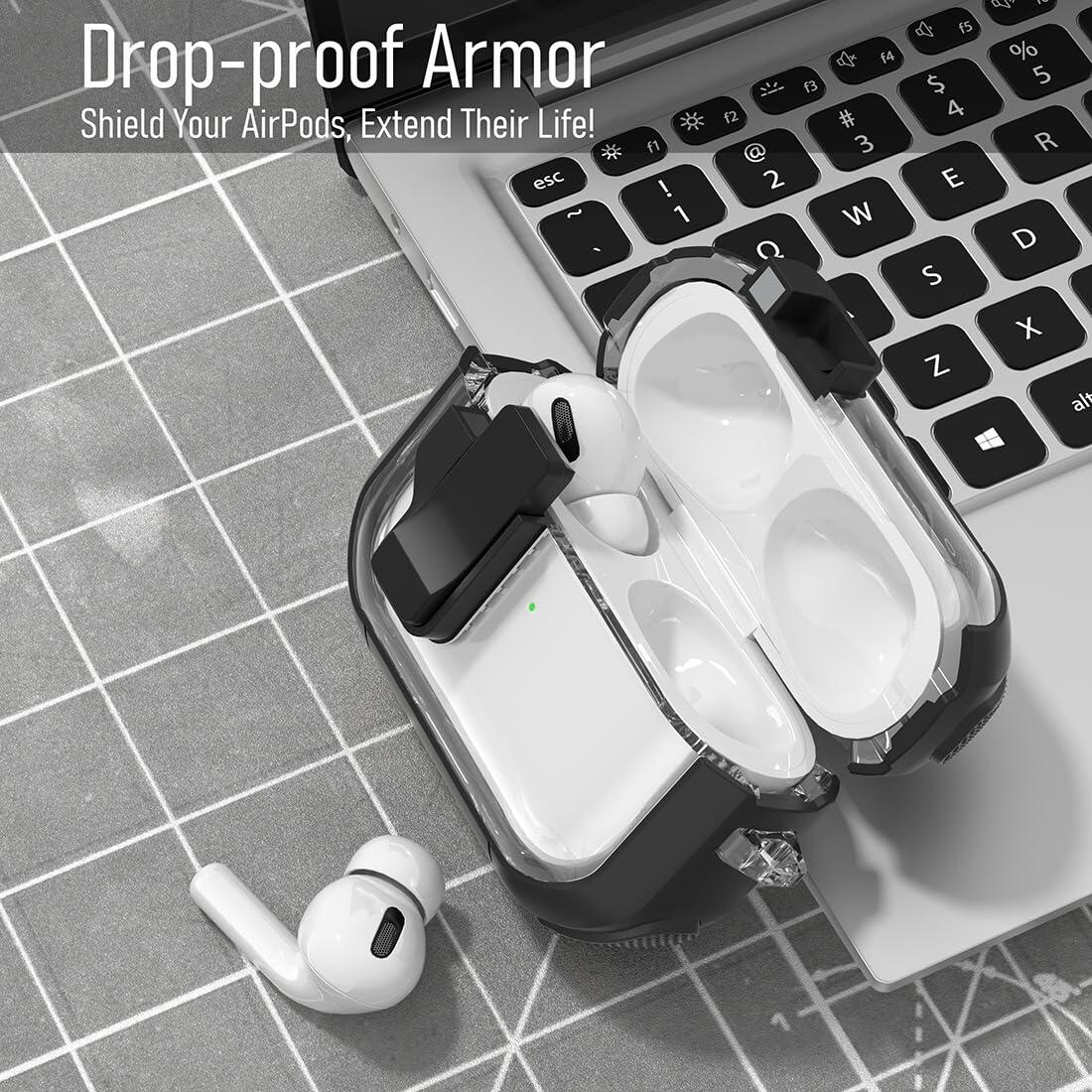 CMGOE Airpod 3 Case Cover Black Shockproof TPU Hard Protector w/ Cleaning Kit
