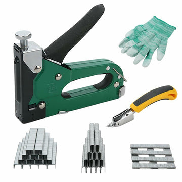 [Like New] QUQITONG Heavy Duty 3-in-1 Staple Gun Power Adjust No-Jam Green 2100 Staples