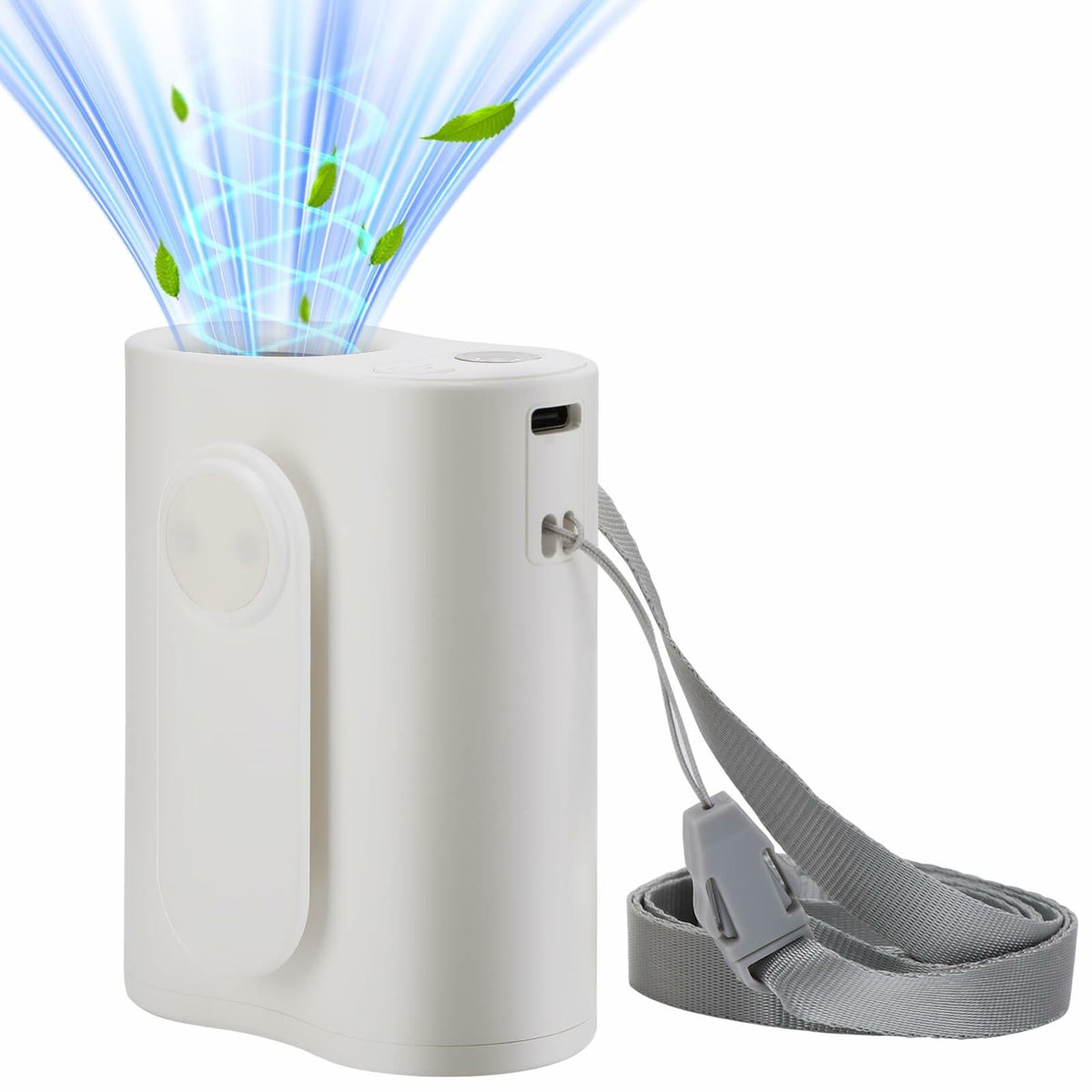 Beeplove Portable Clip On Waist Fan 5 Speeds 8300RPM USB Rechargeable White