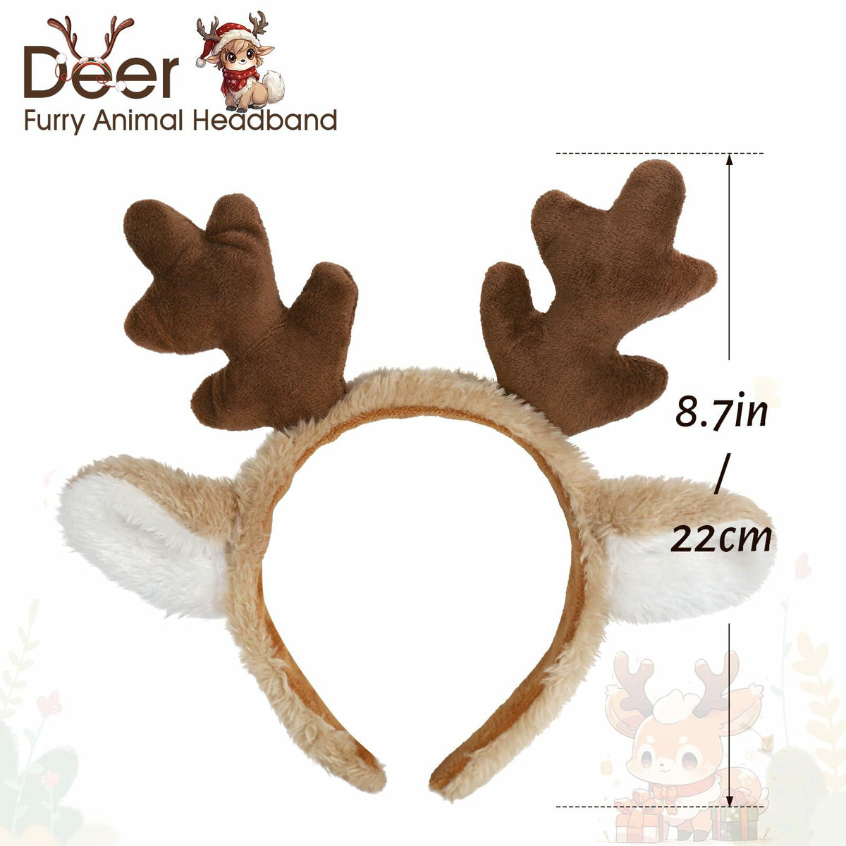 HOMELEX Animal Ears Elk Plush Headband Halloween Christmas Decor