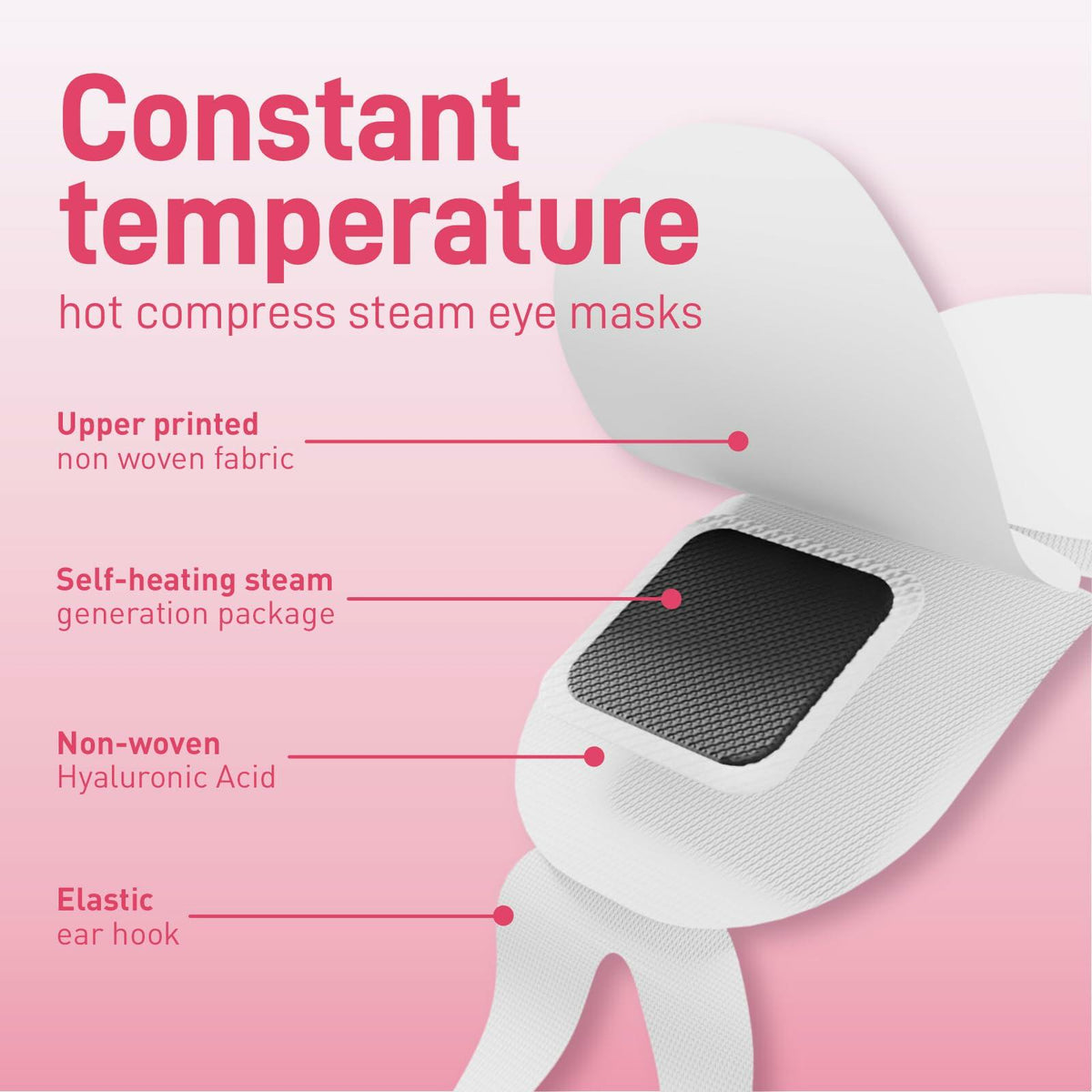 Ditoi Heated Steam Eye Mask with Hyaluronic Acid Rose 10 Count Pack