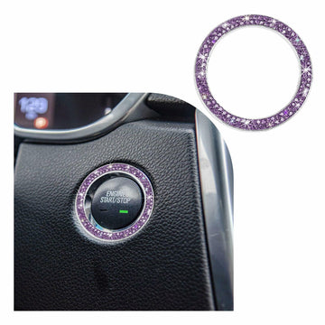 Dickno Bling Crystal Double Rhinestone Car Engine Start Stop Ring Purple 2 PCS