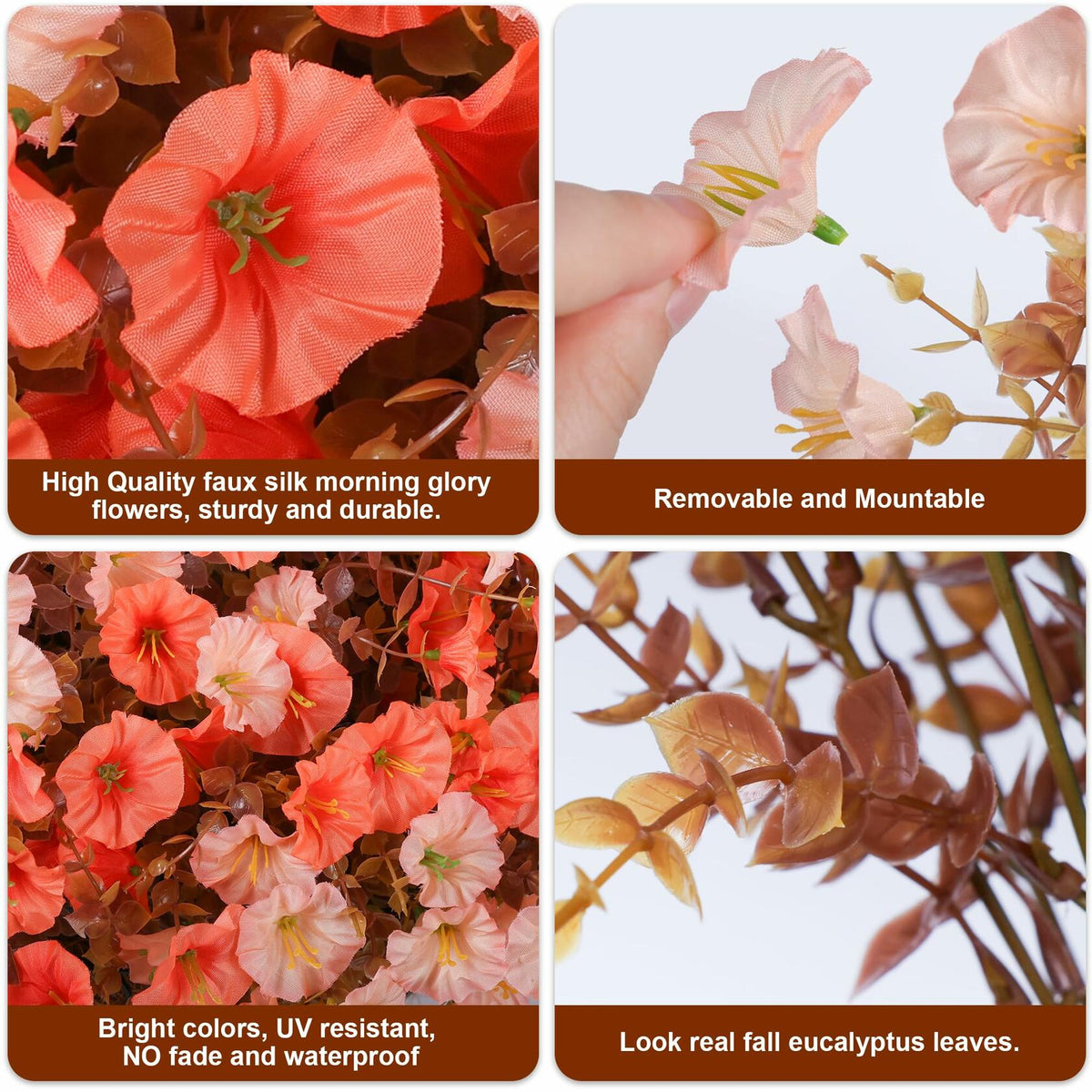 HyeFlora Artificial Mums Fall Flowers 12 Bundles Silk Morning Glory Mix 15in