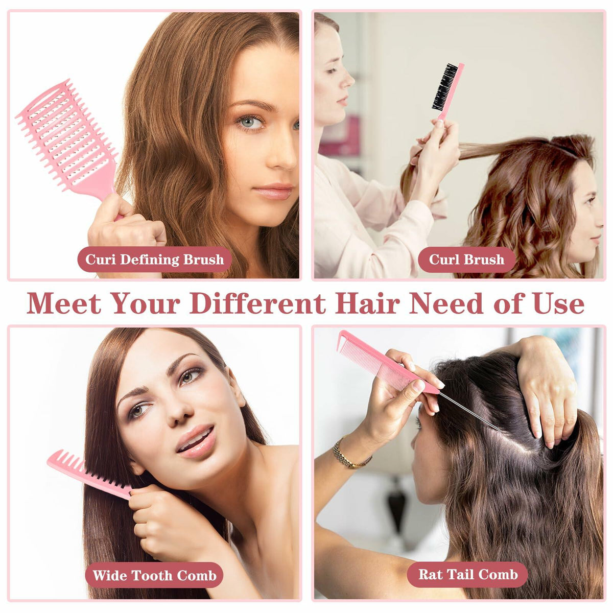 manrator Curl Defining Brush Vented Detangling Frizz Control Pink