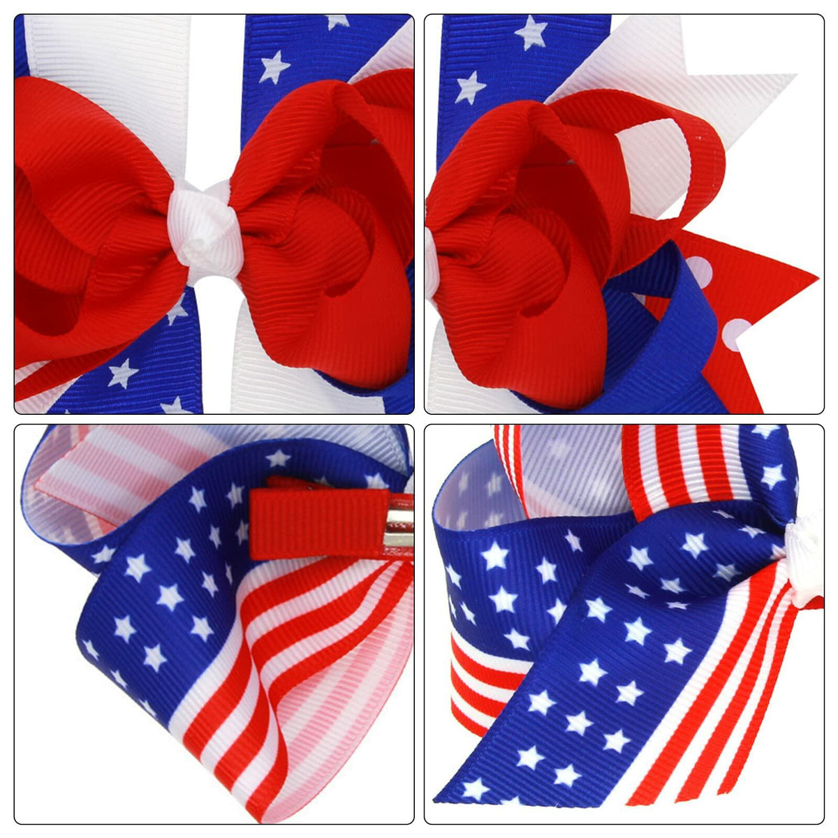 EVKILKJS American Flag Hair Bow Clips for Girls Women 2Pcs 4th of July