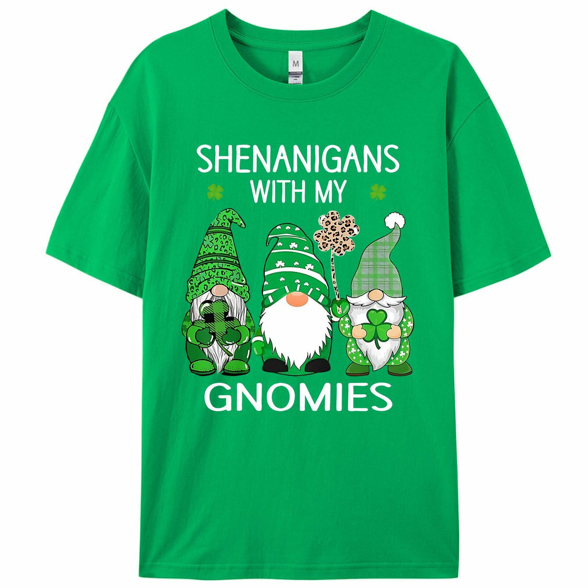 FLORENCE IISA St. Patrick's Day Lucky Shamrock & Gnomes T-Shirt Irishgreen XS