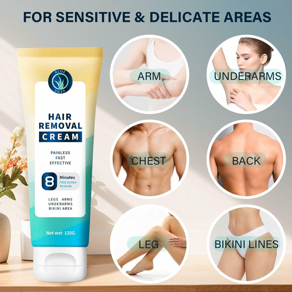 DENZELGARY Facial Depilatory Cream Hair Removal Painless Pubic Travel
