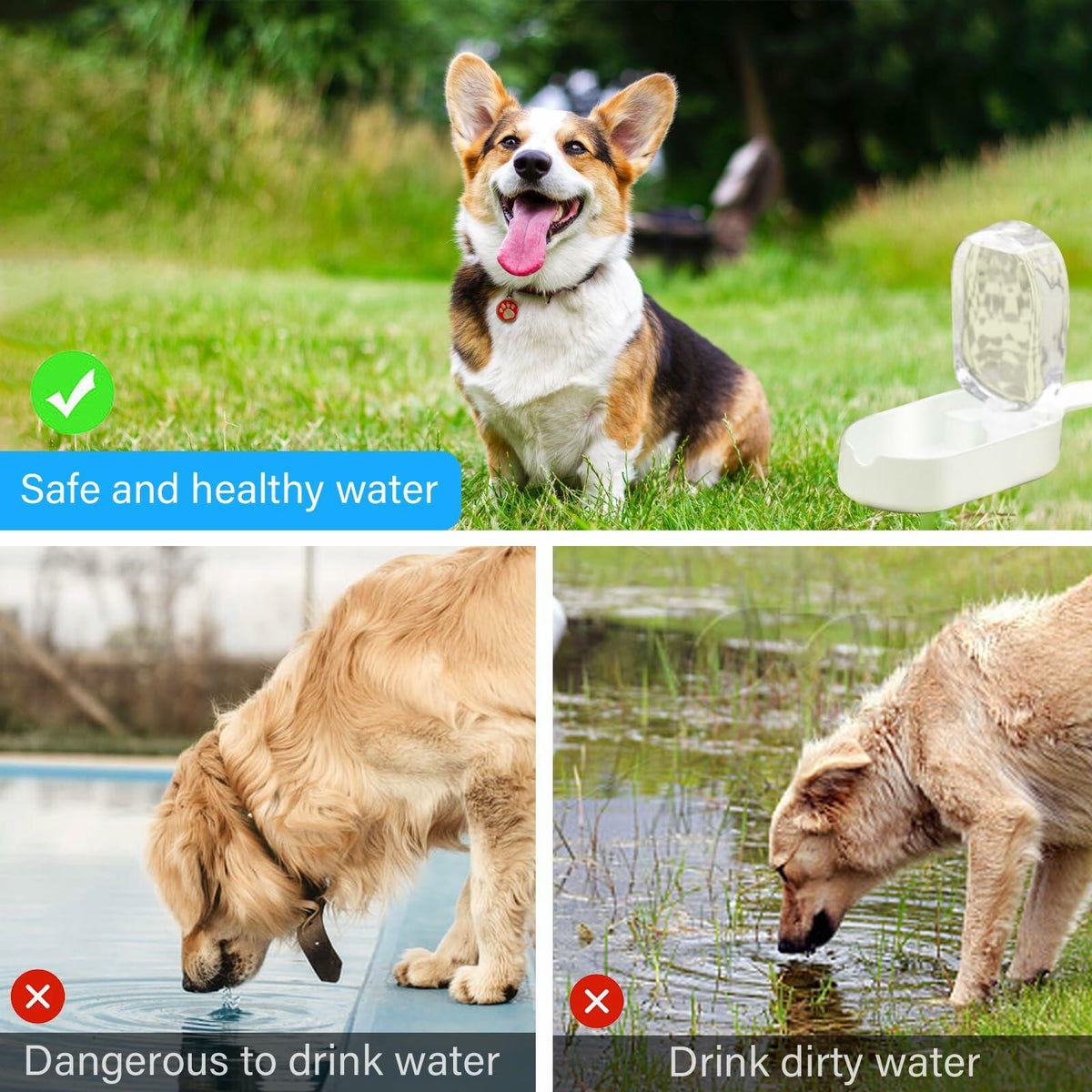 Maatouna Dog Water Bottle Foldable Leak-Proof Portable Outdoor Yellow
