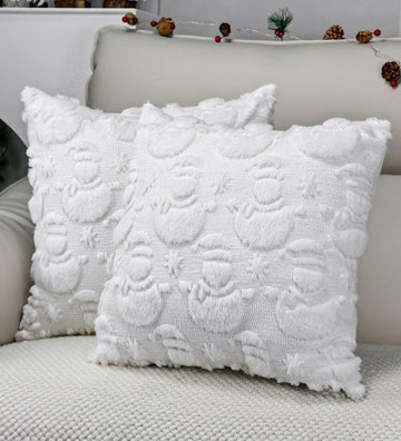 multiwins Christmas Pillow Covers 18x18 Set of 2 Snowman Plush Faux Fur