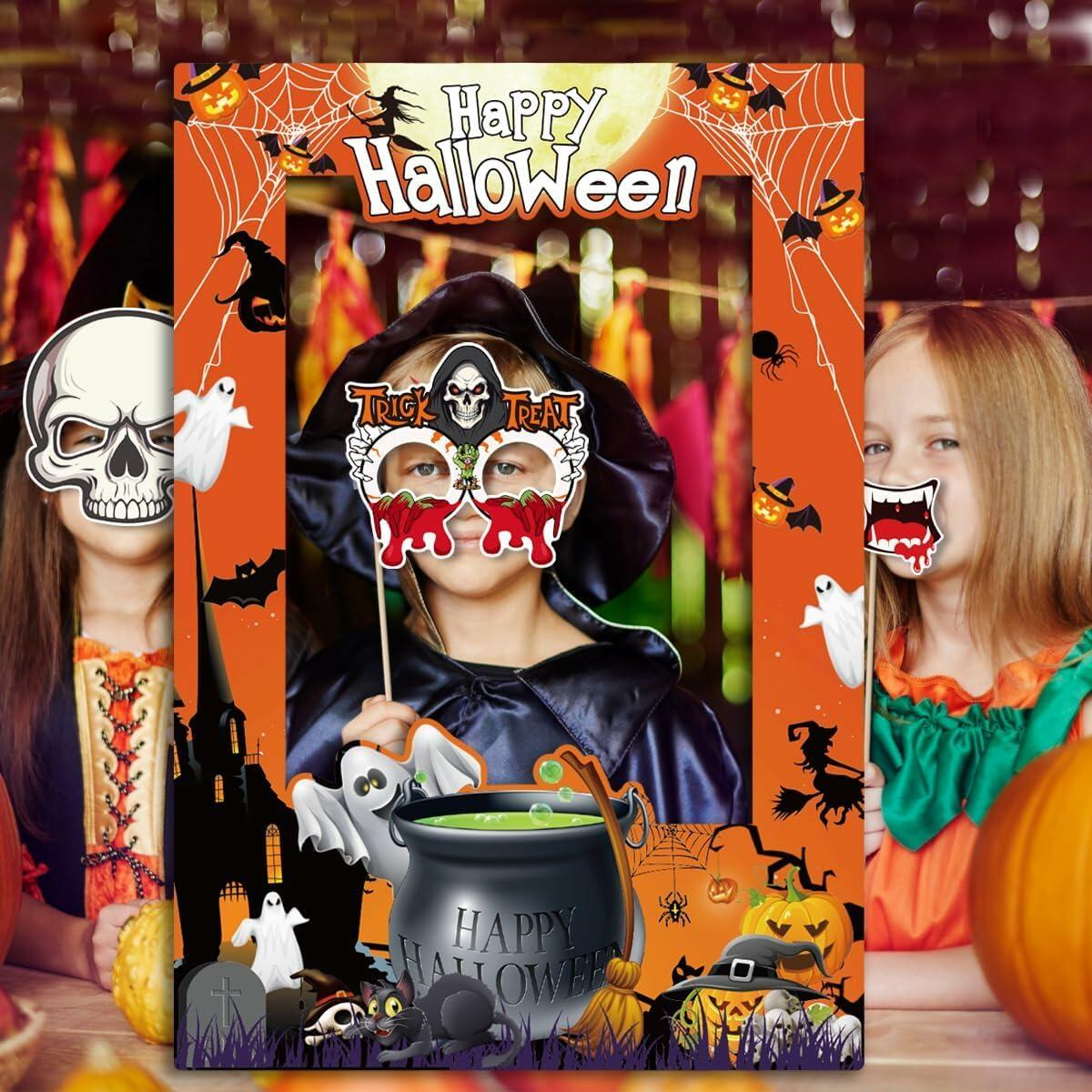 Generic Halloween Photo Booth Props 31 PCS Yellow Cartoon Paper Party