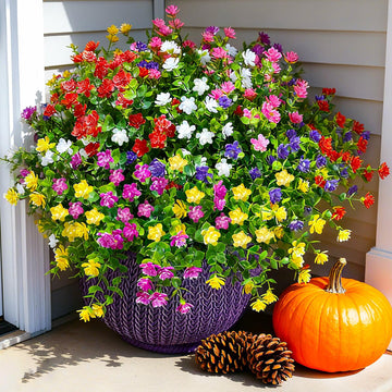 Ivydale Artificial Fall Mums Flowers 12 Bundles UV Resistant Mix Color