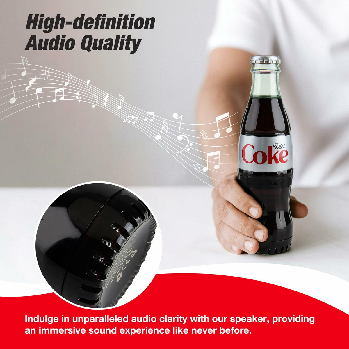 Diet Coke Bottle Shaped Bluetooth Speaker Wireless Deep Bass AUX Black