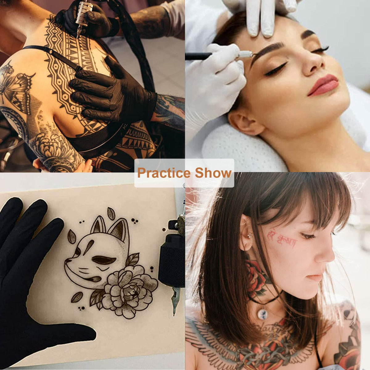 Lyuxzad Tattoo Practice Skins 10 Sheets 7.4x5.6in Double-Sided Silicone Multi