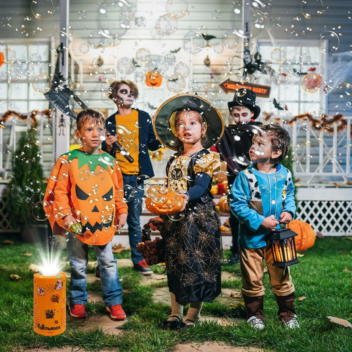 KYUKUDZ Halloween Bubble Machine Portable Automatic Lights Sound DIY